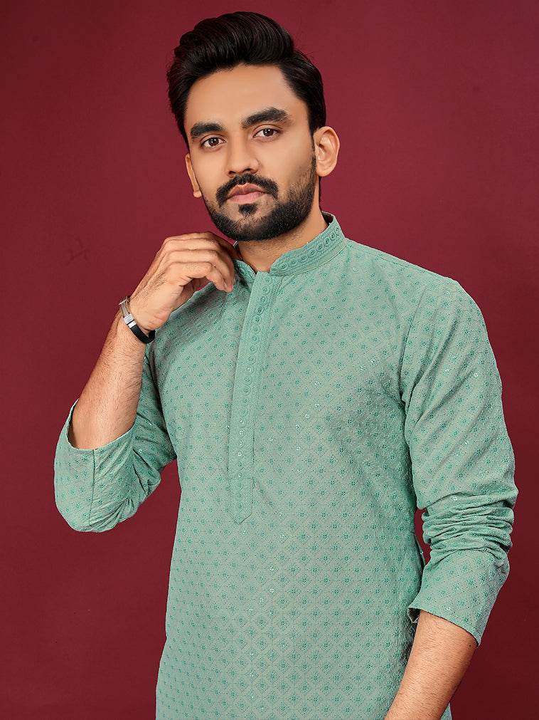 Men’s Embroidered Cotton Kurta – Stagora - Stagora