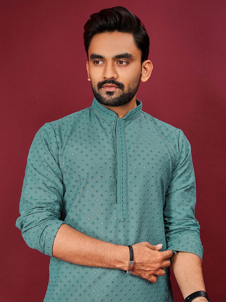 Men’s Embroidered Cotton Kurta – Stagora - Stagora