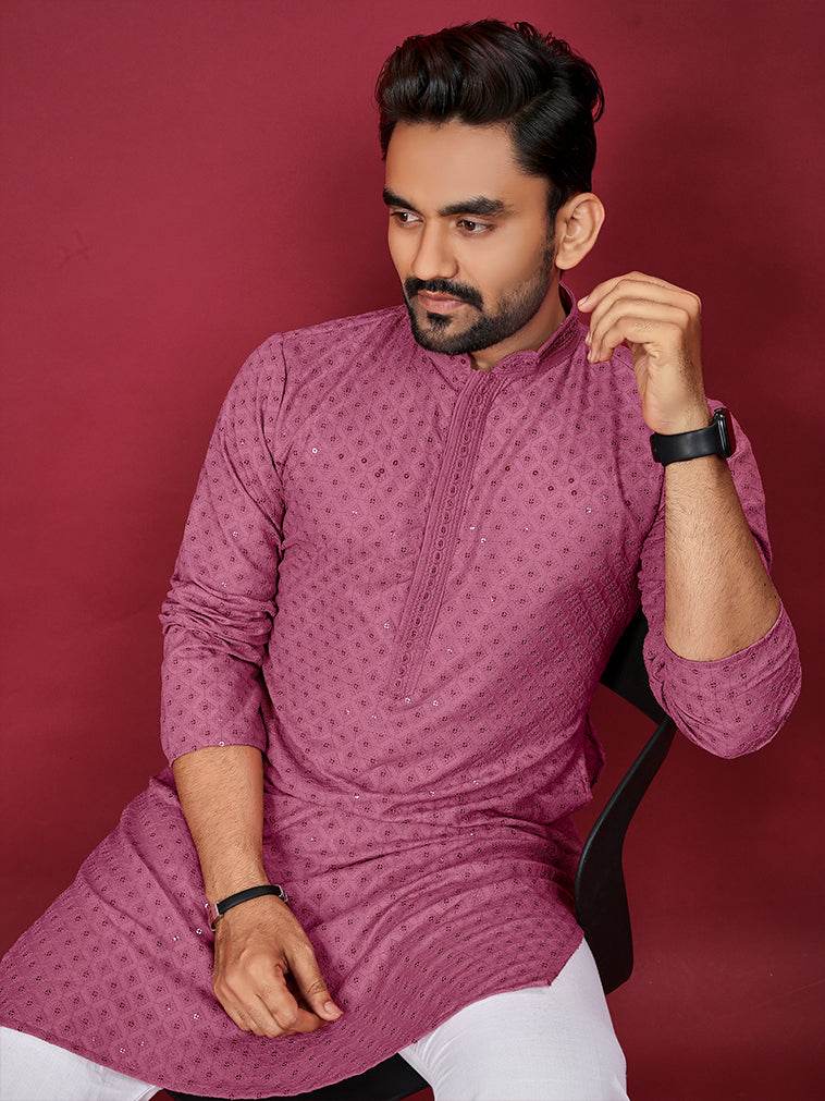 Men’s Embroidered Cotton Kurta – Stagora - Stagora