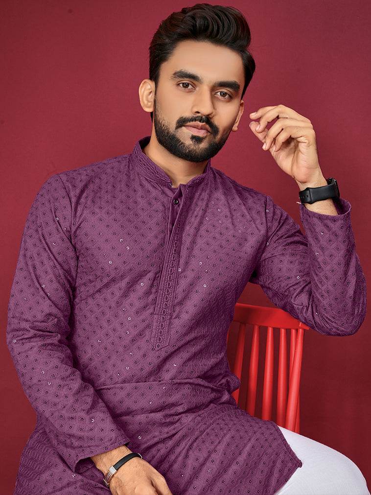 Men’s Embroidered Cotton Kurta – Stagora - Stagora
